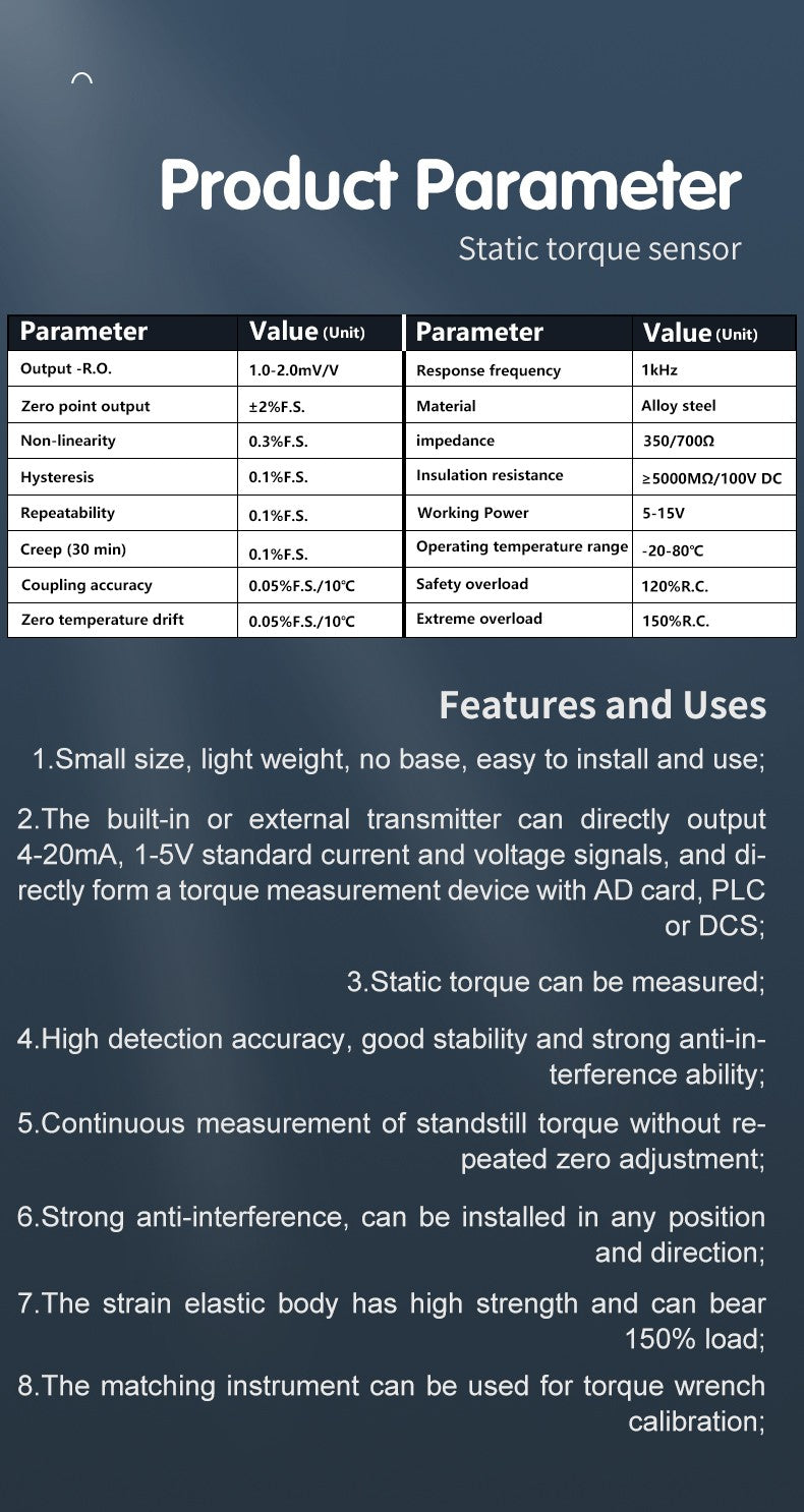 DYJN-103 DAYSENSOR Reaction Torque Sensor Static Strain Gauge Torque Transducer