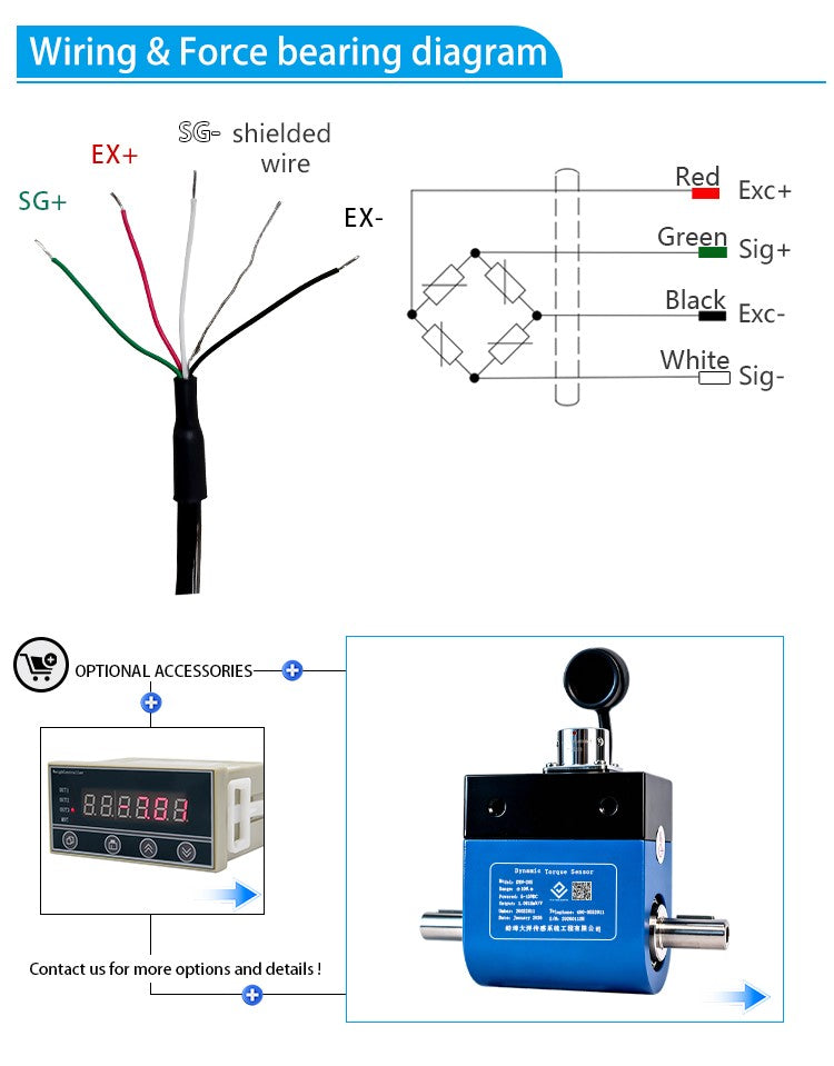 DYN-205 DAYSENSOR Rotary Torque Sensor for Dynamic Torque Measurement ,0.1% FS Accuracy